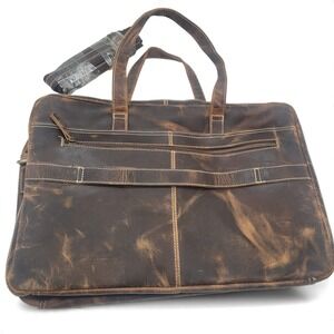 HLC Full Grain Leather Messenger Bag 18"‎ Laptop Briefcase for Men Handcrafted
